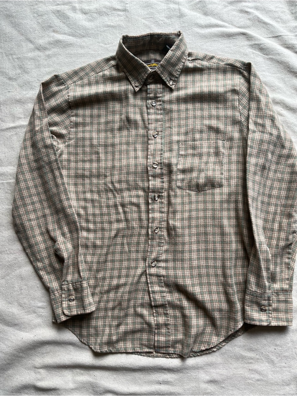 Vintage Sears Sportswear lightweight blue and brown flannel size M